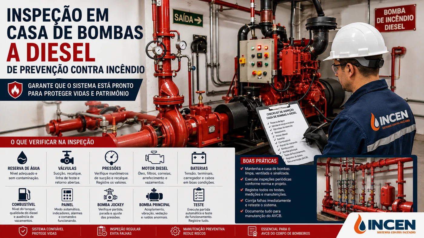 Como fazer inspeção em casa de bombas a diesel de prevenção contra incêndio