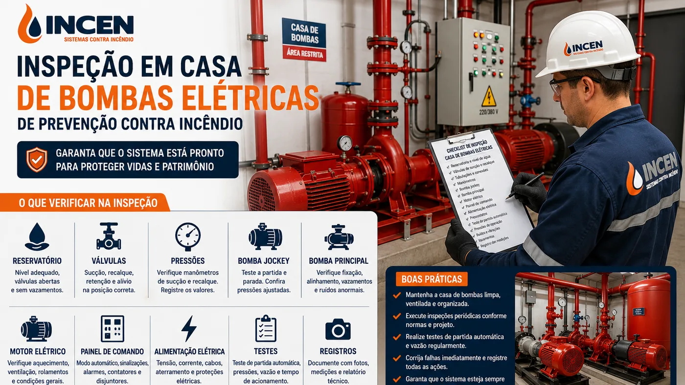 Como fazer inspeção em casa de bombas elétricas de prevenção contra incêndio