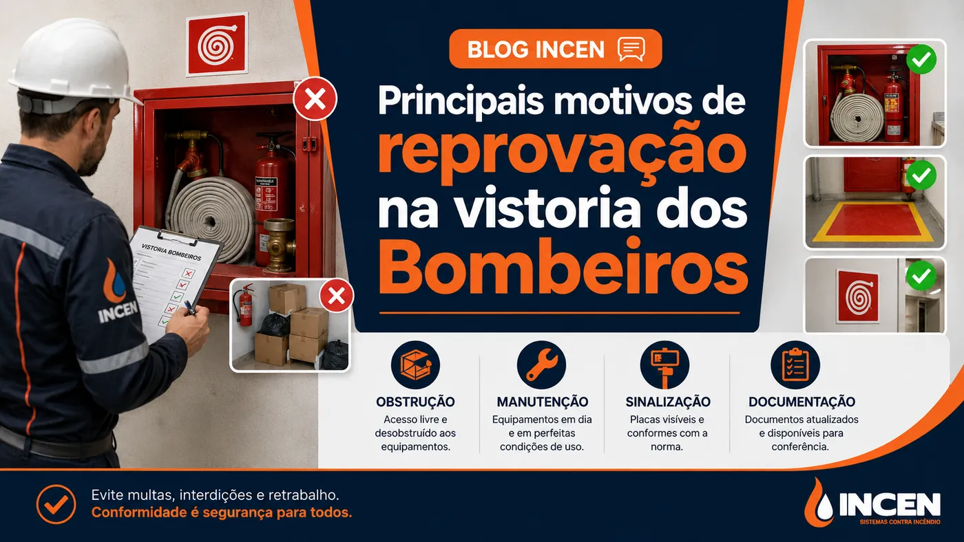 Principais motivos de reprovação na vistoria dos Bombeiros