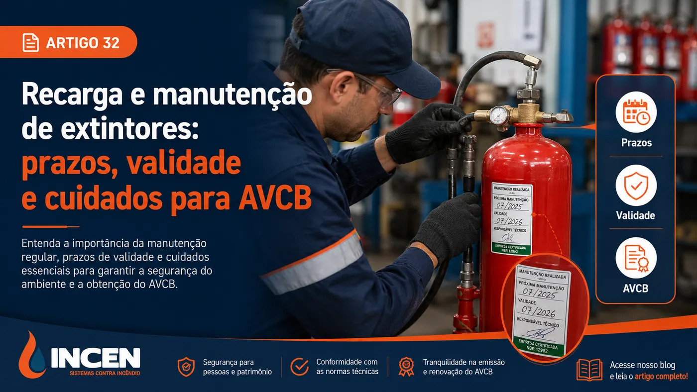 Recarga e manutenção de extintores: prazos, validade e cuidados para AVCB