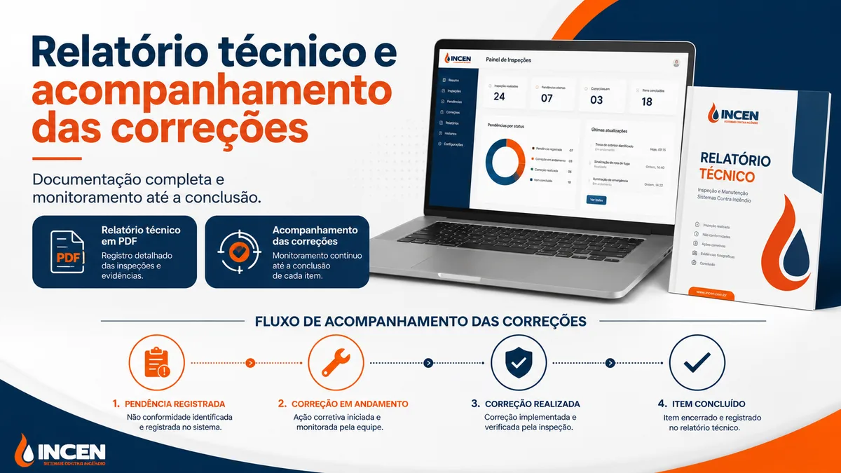Relatório técnico em PDF e painel de acompanhamento das correções gerado pelo PlanRadar